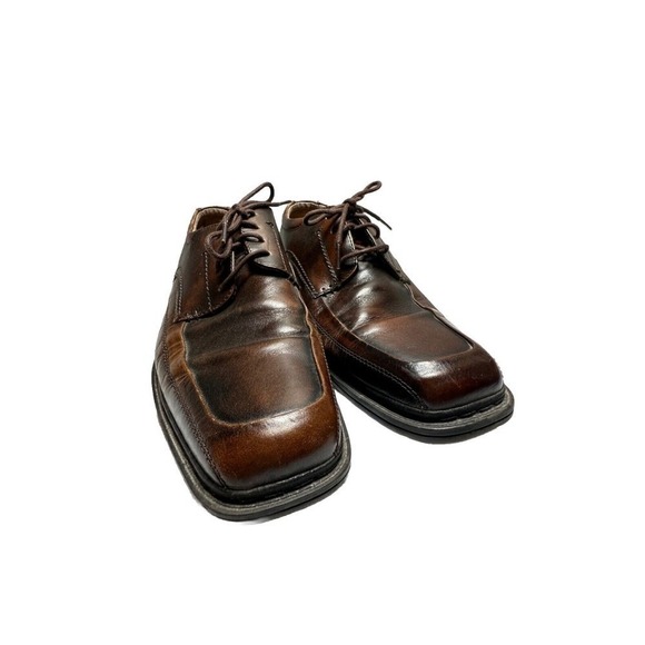 Florsheim 10D Mens Brown Leather Square Toe Lace Up‎ Dress Shoes Business Casual - Picture 1 of 11